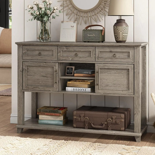 Vabches Entryway Console Table With 3 Drawers And Doors