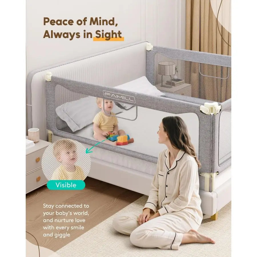 Bed Rail for Toddlers, Foldable Toddler Bed Rails Suitable for Queen King Full Twin Size, Grey, 39, 1 Side