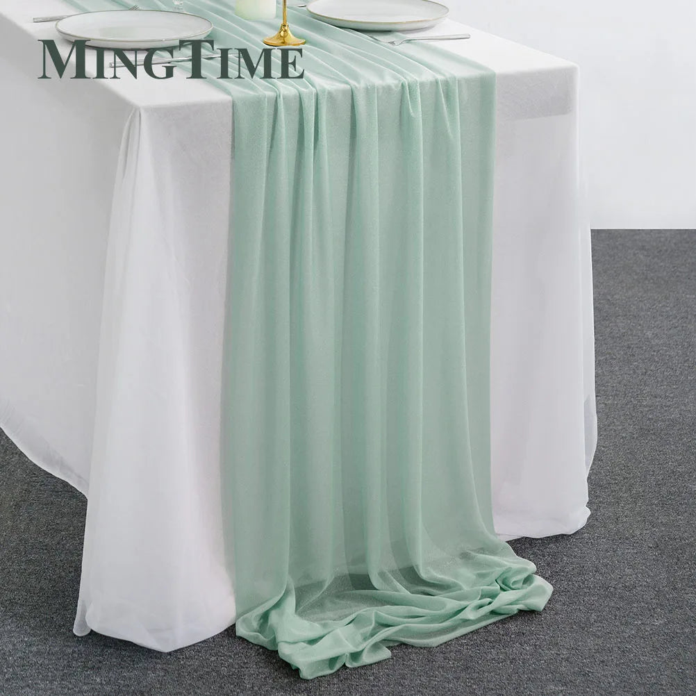 Table Runner Sheer Chiffon-like Boho Wedding Party Bridal Birthday Christmas Decorations Peach Khaki White Gold Green Color etc.