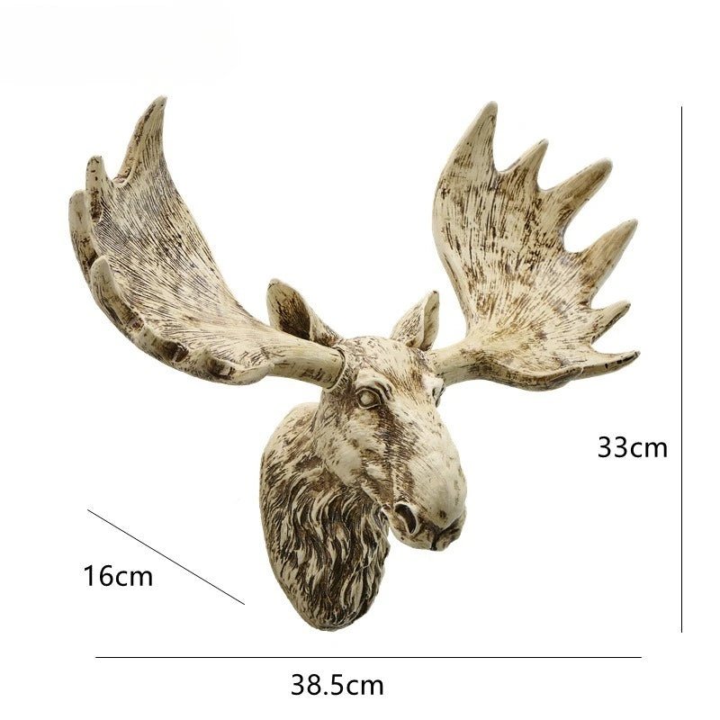 Resin Simulated Deer Head Sculptures Ornament Wall Hanging Retro Creative Sculptures Luxury Background Wall Decoration Art Decor
