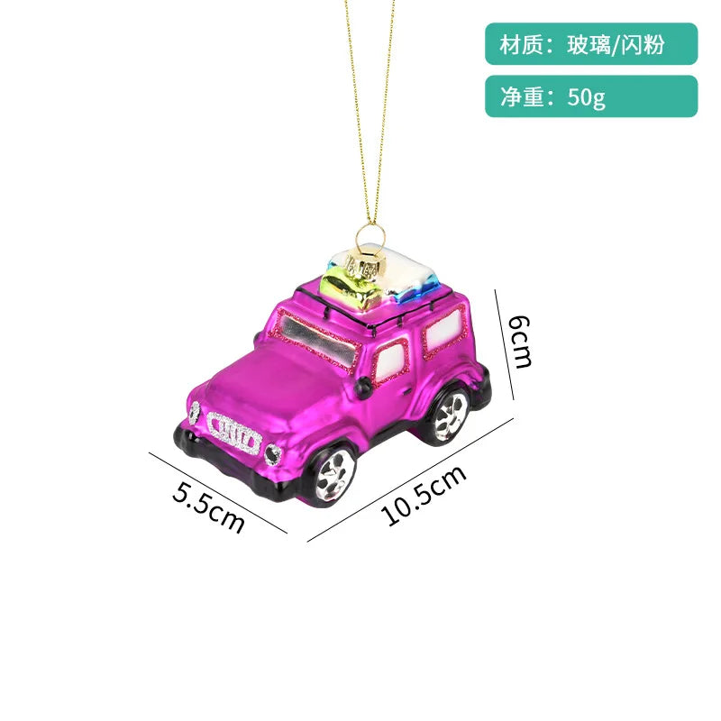 Car Pendant Christmas Decorations Glass Painting Christmas Tree Hanging Ornaments For Home New Year Kids Gift Toys