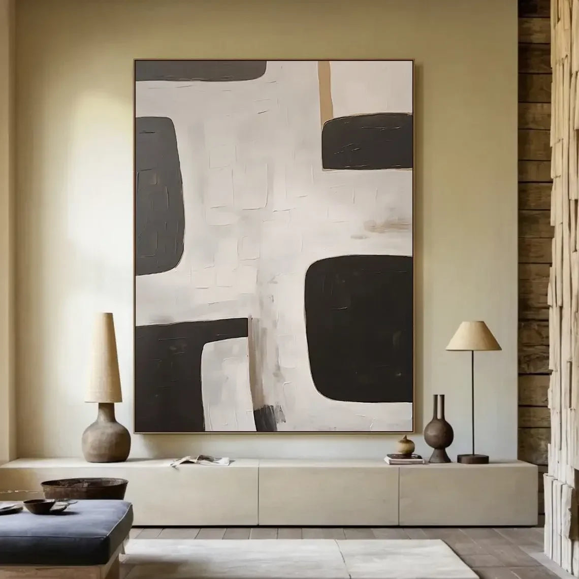 Large Beige Texture Abstract Handmade Painting Wall Art Abstract Minimalist Painting on Canvas Beige Neutral Living Room Deco