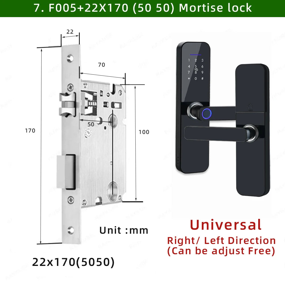 RAYKUBE F005 IP65 Waterproof Tuya Wifi Lock Electronic Smart Door Lock With Fingerprint/Smart Card/Password/Key/APP Unlock
