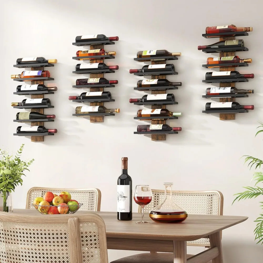 6 Tier Wall Mount Wine Rack for Living Room Bar Storage