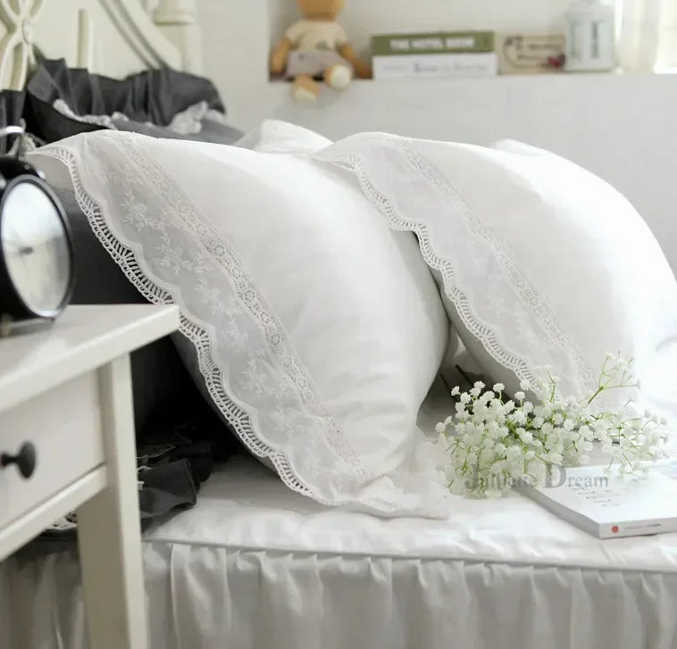 Julliette Dream Pure Cotton Lace Pillow Cover Double Layer Embroidered
