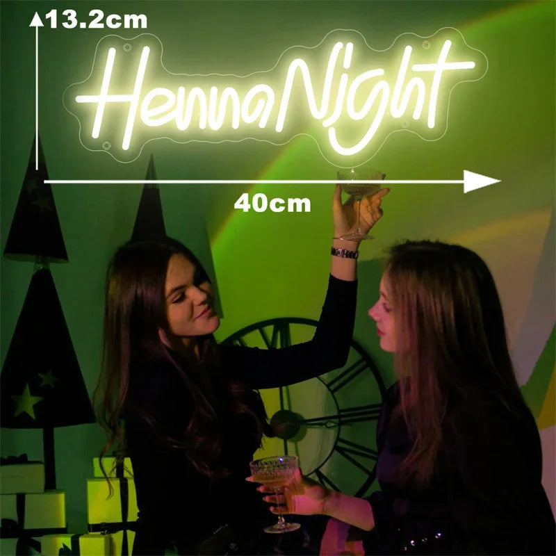 Henna Night Neon LED Signs, Wedding Signs, Bridal Decoration, Bedroom Party, Wall Art Decor, Wedding Supply