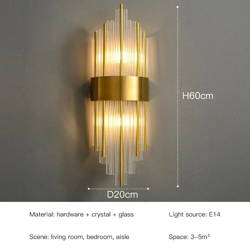 Modern LED Luxury Crystal Wall Lamps For Living Room Hall Foyer Hotel Indoor Home Art Decor Wall Sconces Gold Bedside Lights Wal