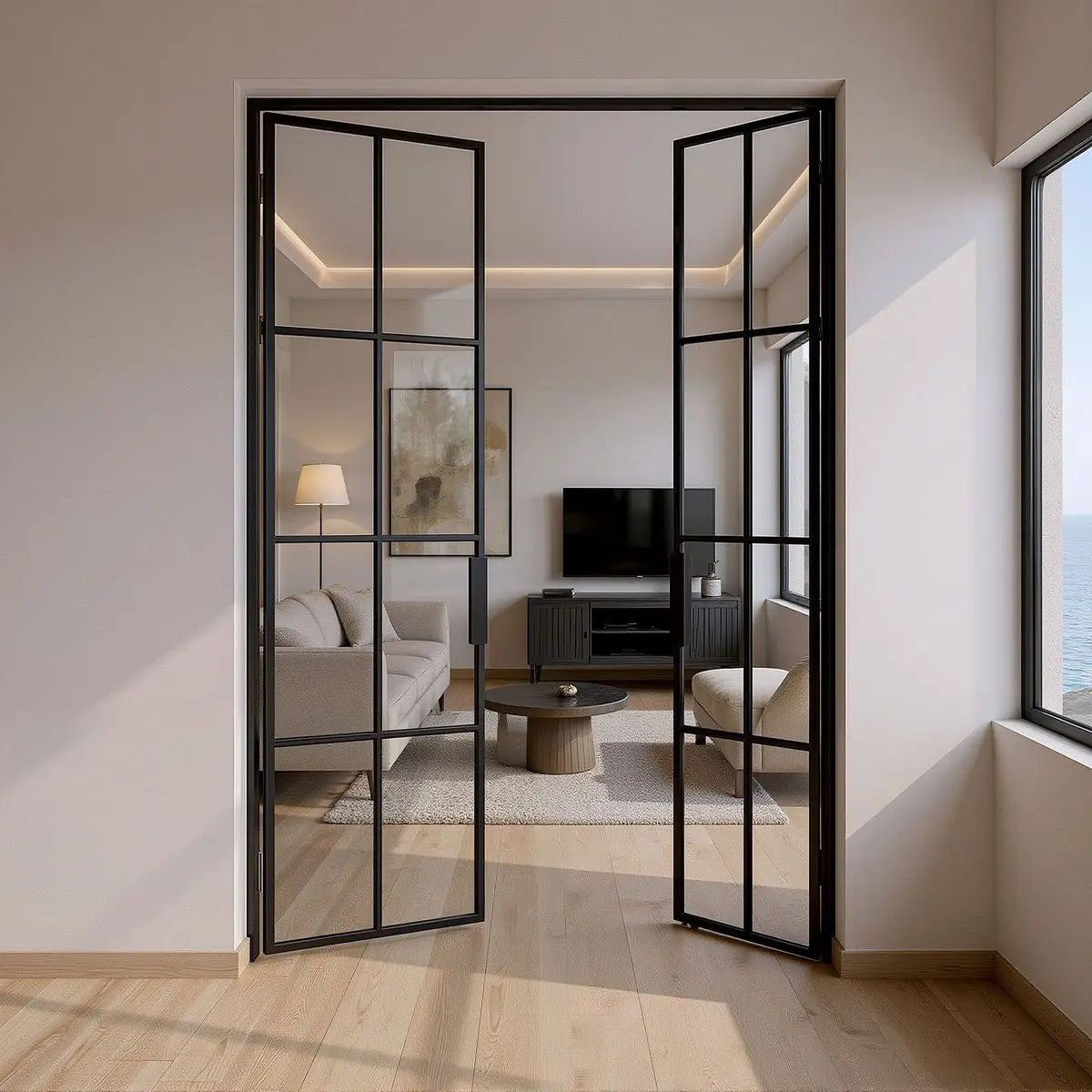 Household Sturdy and Durable French Door Corrosion Resistant Resistant Aluminum Alloy FrameFrench Style Casement Glass Doors
