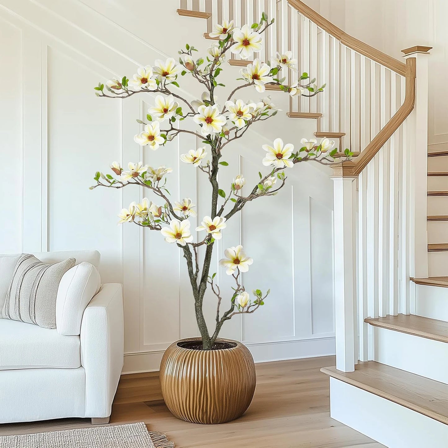 Artificial Magnolia Plant With LED Light For Outdoor Decor