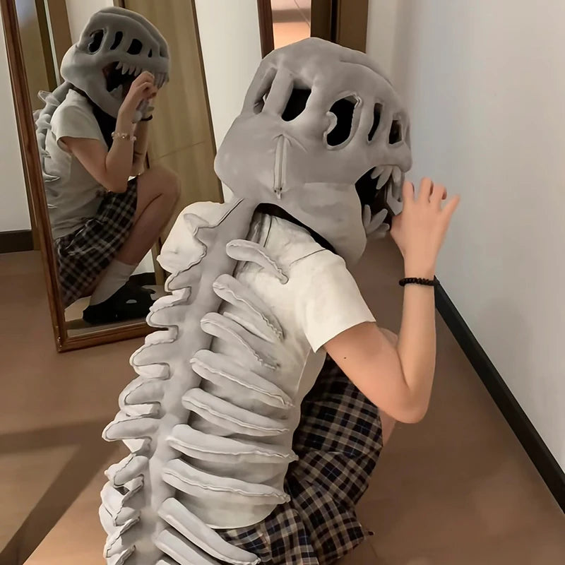 New Alien Skeleton Dinosaur Mask Funny Costume Headwear Horror 3D Dinosaur Skeleton Halloween Decor Party Dress up Accessories