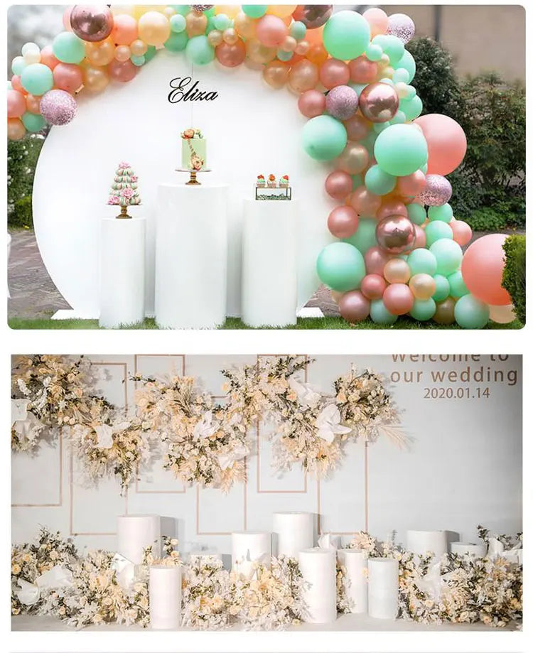 Hot 3/5pcs Round Cylinder Pedestal Display White Gold Art Decor Cake Stand Plinths Pillars for DIY Wedding Party Decorations