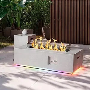 Outdoor Propane Fire Pit Table 50K BTU Rectangular Patio