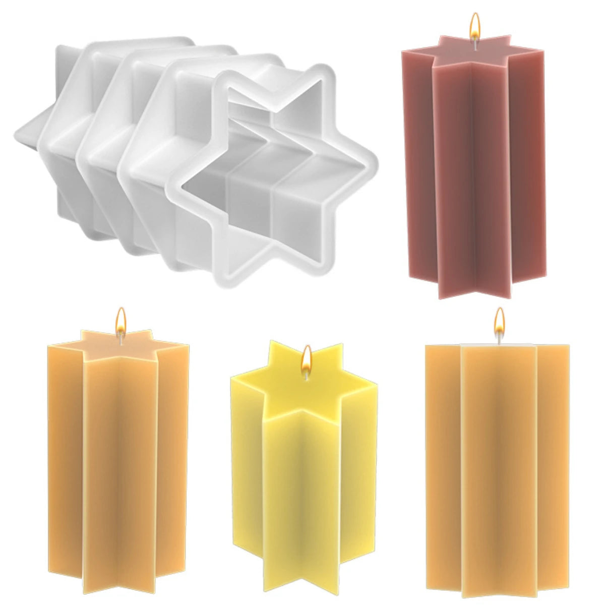 3D Hexagonal Column Silicone Candle Mould Geometric Polygon Pillar Soap Resin Mold Chocolate Ice Making Tool Desk Art Decor Gift