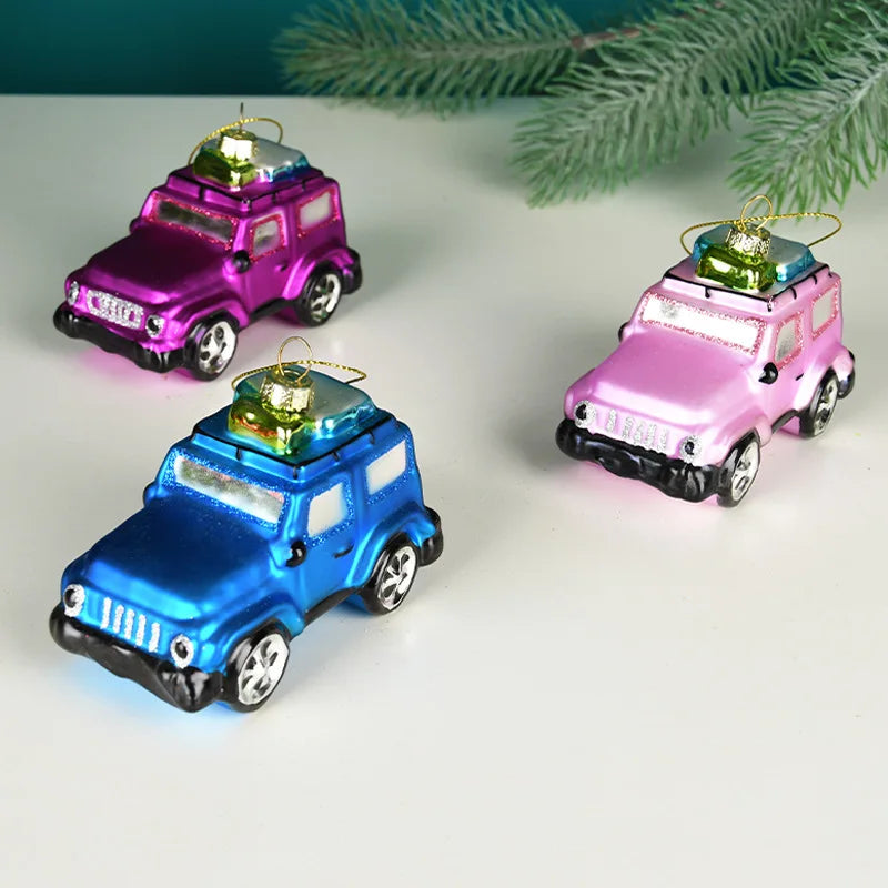 Car Pendant Christmas Decorations Glass Painting Christmas Tree Hanging Ornaments For Home New Year Kids Gift Toys