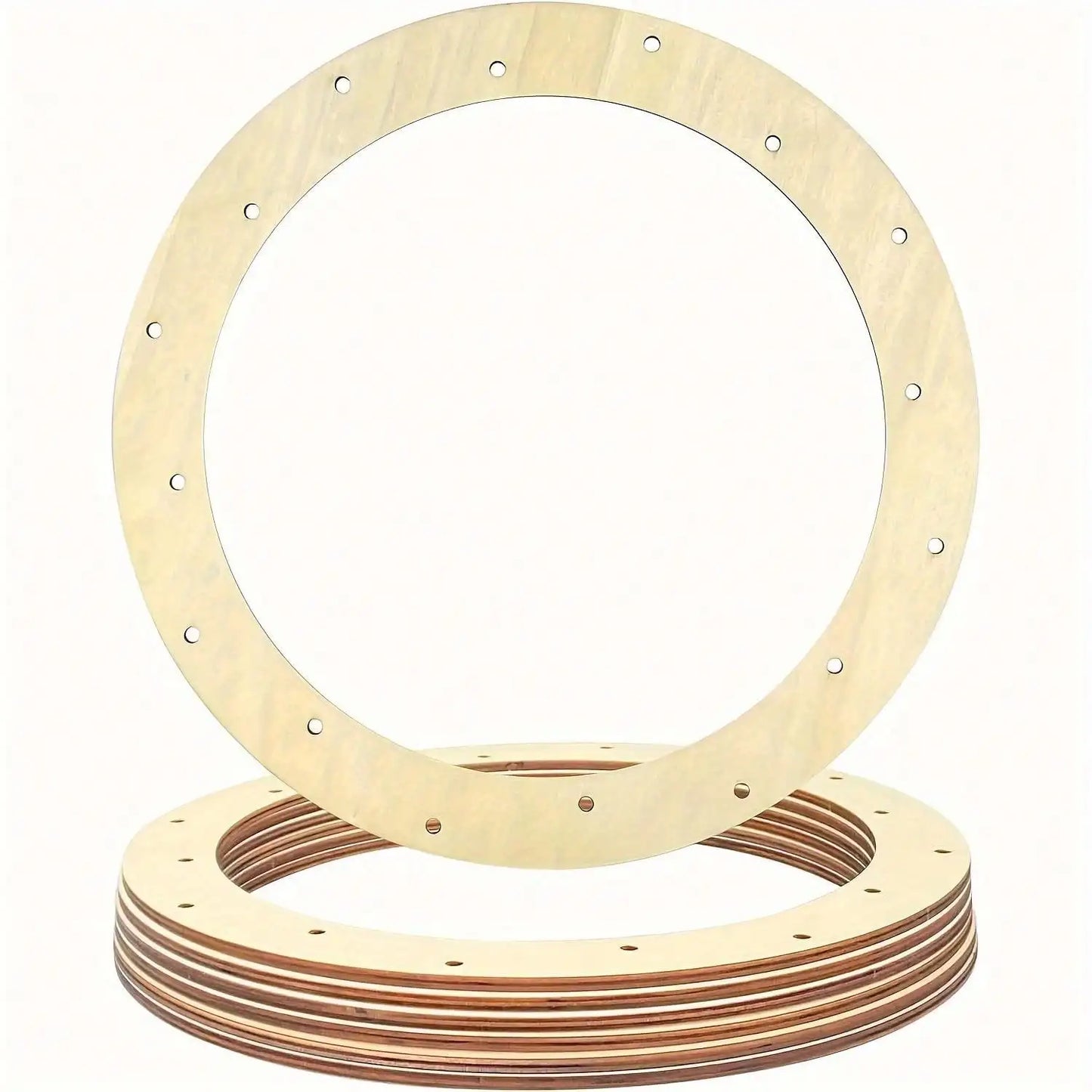 6pcs 12 Inch Unpainted Wooden Wreath Rings Crafts Hanging Floral Hoop Garland Wood Wreath Frames For Home Decor (16 Holes)
