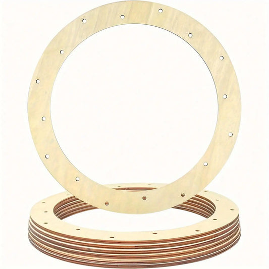 6pcs 12 Inch Unpainted Wooden Wreath Rings Crafts Hanging Floral Hoop Garland Wood Wreath Frames For Home Decor (16 Holes)