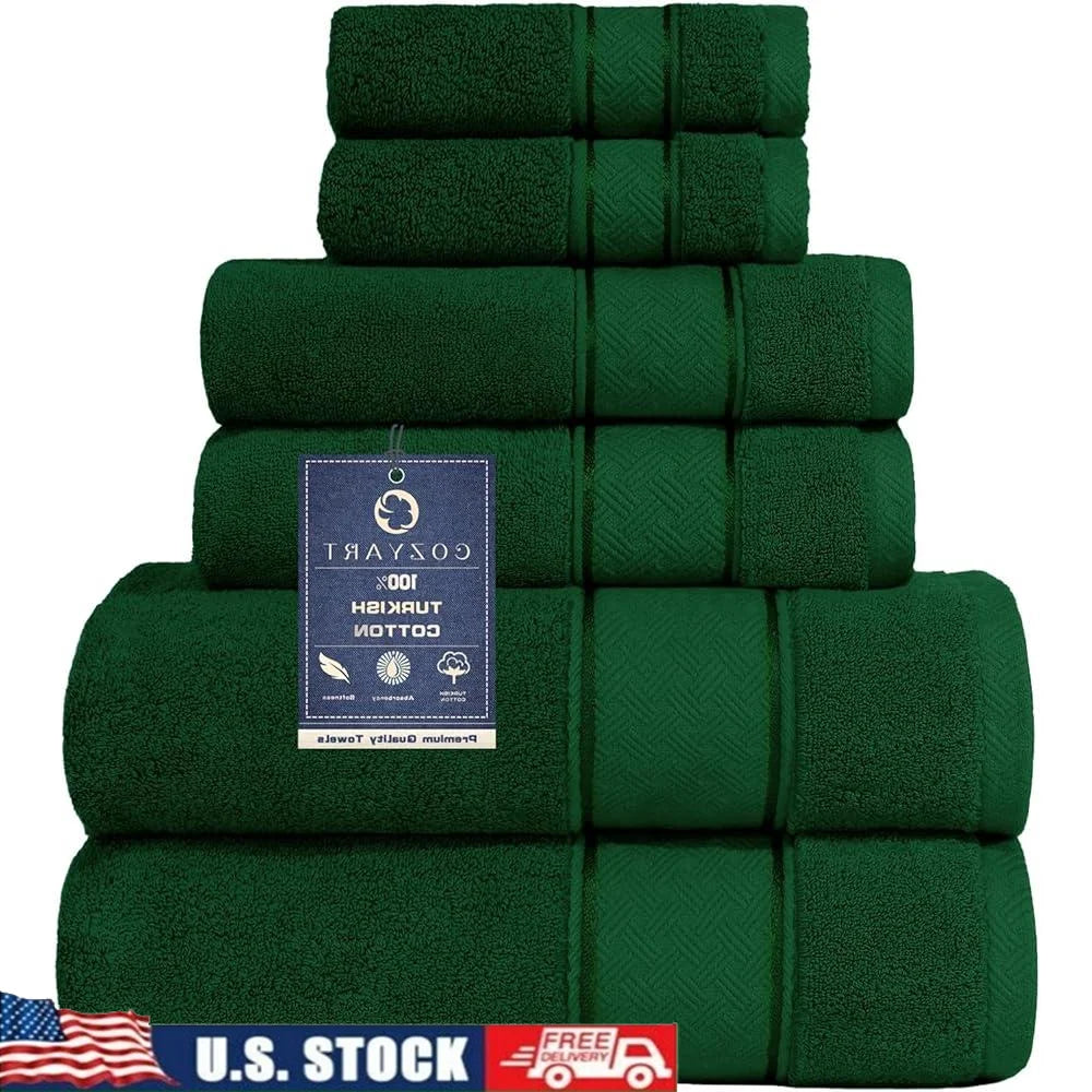 Luxury Turkish Cotton Six Piece Towel Set Quick Dry Towels