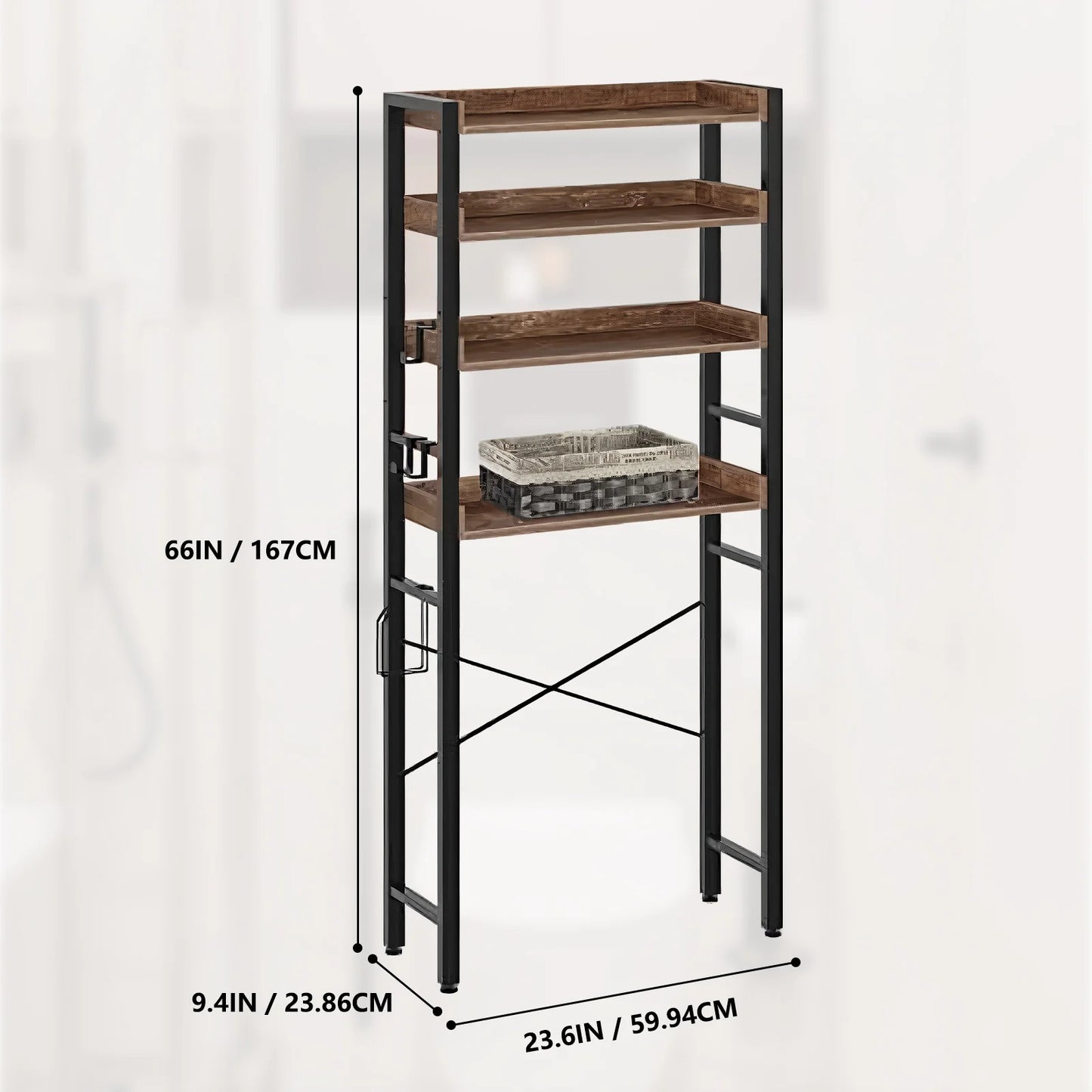 Over Toilet 4 Tier Storage Rack Organizer Freestanding