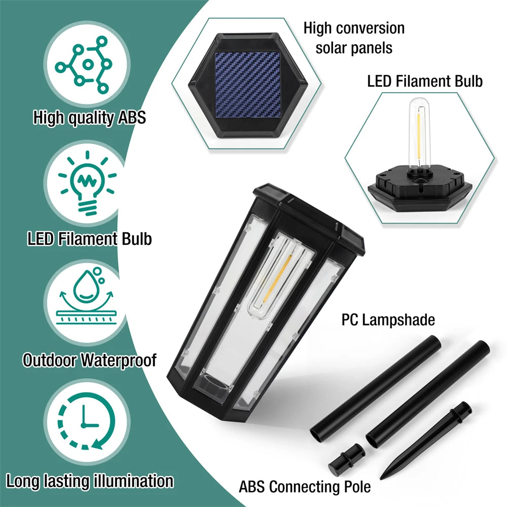 1/4/6 Pack Solar Pathway Lights Outdoor Solar Lights IP65 Waterproof Garden Lights Outdoor Landscape Lamps for Lawns Patio Yard