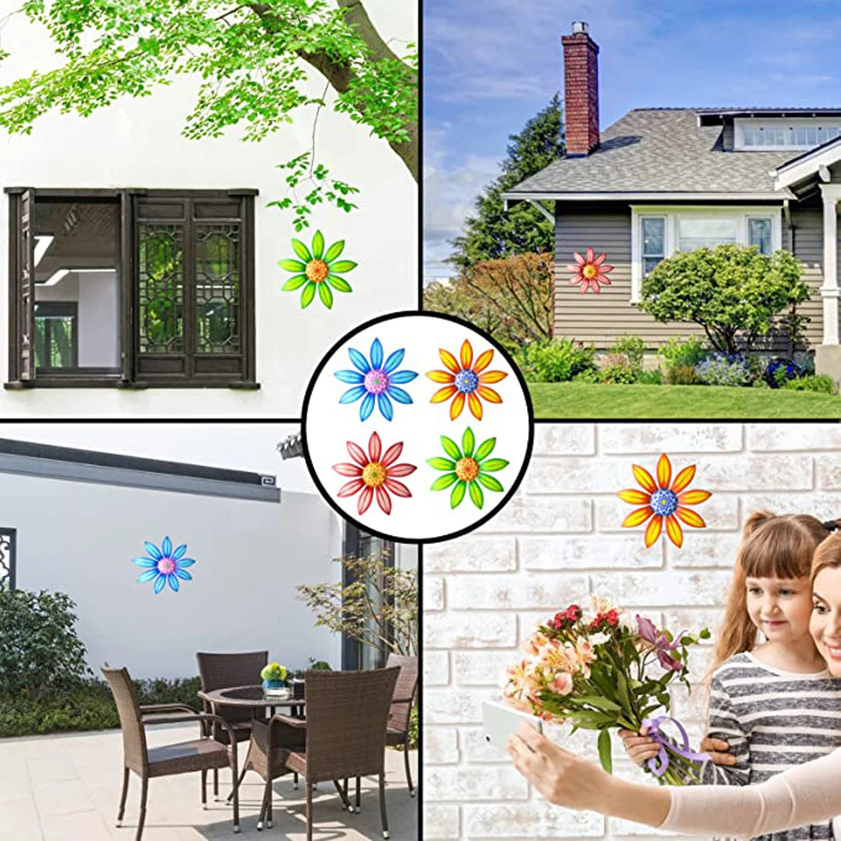 Sunflower Wall Art Decor: 6.5'' Metal Sunflower for Home Office, Garden, Patio, Wedding, Party, Fence, Wall Art, Wall Sculptures
