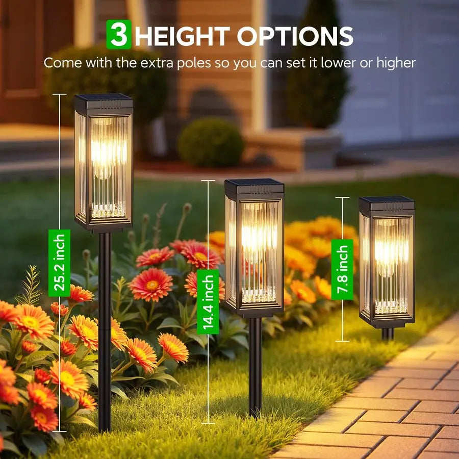 Pathway Lights Outdoor, 8 Pack Upgraded Solar Lights Outdoor Waterproof, Bright Up to 15 Hrs Auto On Off Garden Light for Yard P