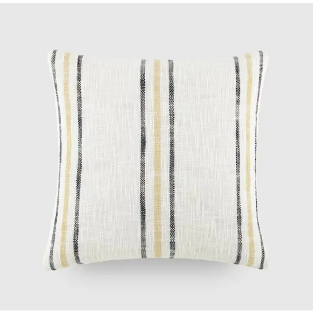 Yarn-Dyed Cotton Decor 20 in. x 20 in. Throw Pillow; The removable cover, equipped with a hidden zipper closure