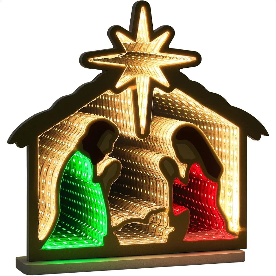 Indoor Nativity Scene Infinity Mirror Tunnel Light For Living Room