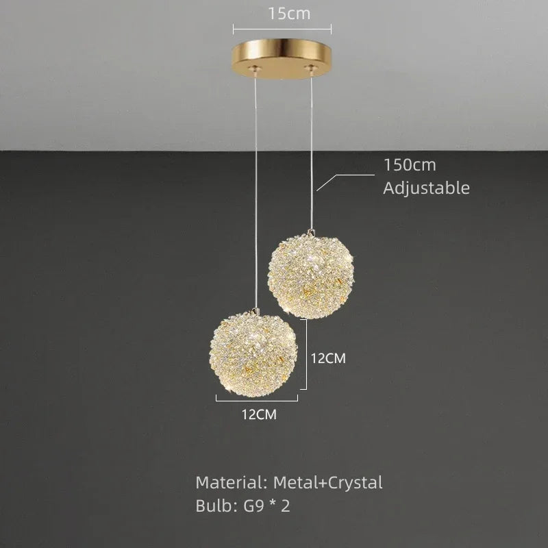 2024 New Luxury Bedside Crystal Chandelier High-end Warm Romantic Living Room Bedroom Aisle Ceiling Lamp Art Decor Light Fixture