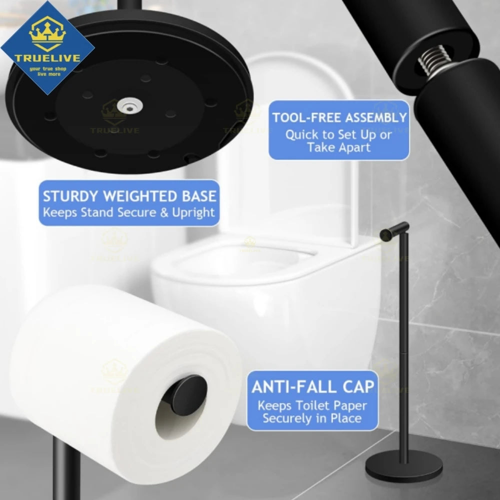 Paper Towel Holder Bathroom Stainless Steel Floor Mounted Toilet Paper Holder Single Pole Kitchen Floor Shelf Bathroom Fixtures