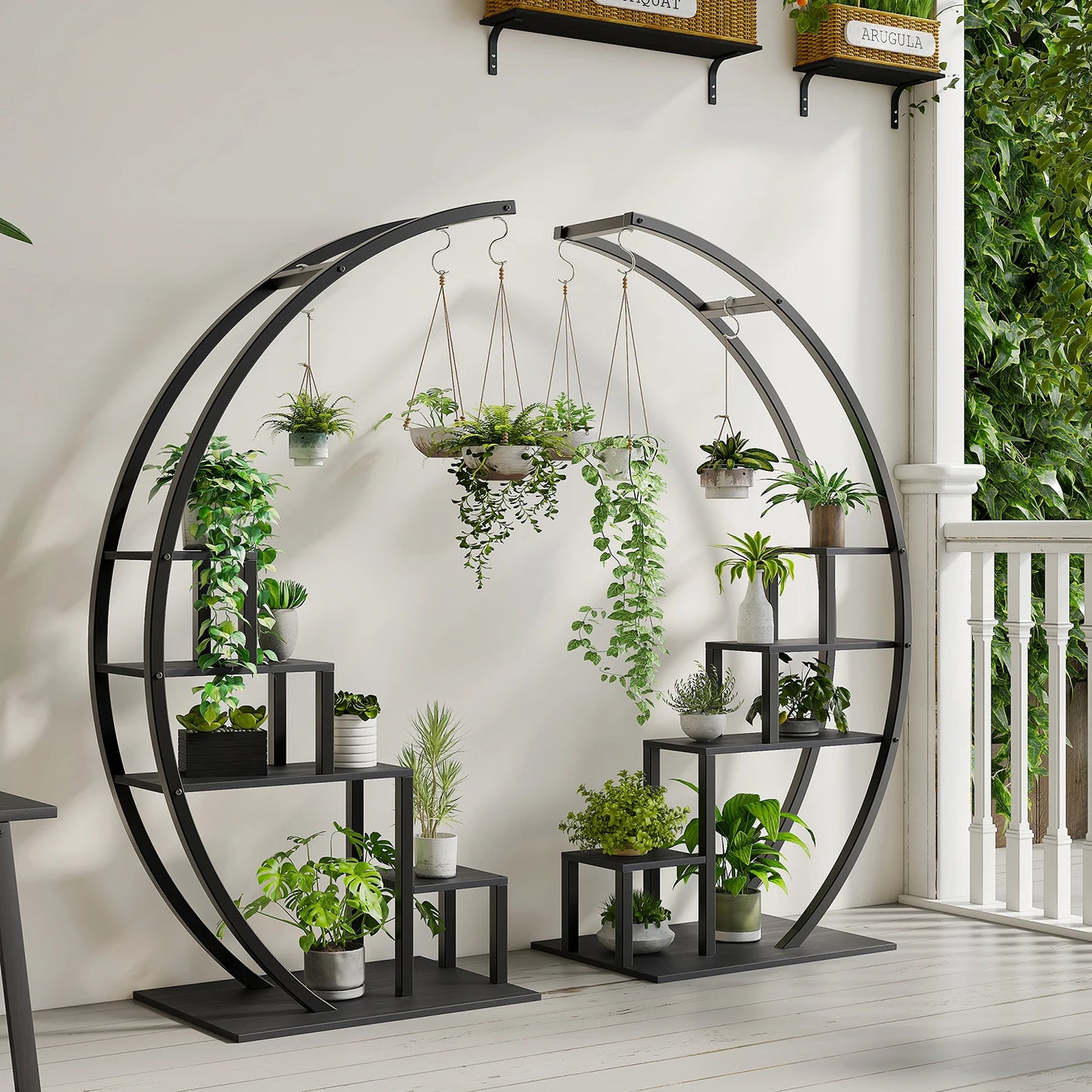 Twister CK 5 Tier Indoor Plant Stand Metal Half Moon Shelf