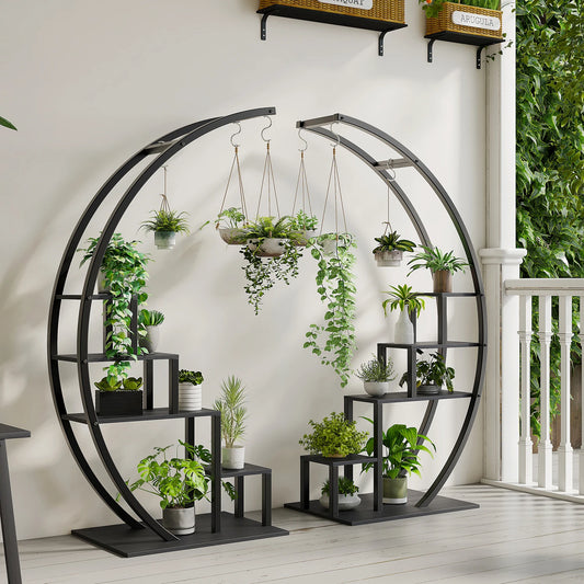 Twister CK 5 Tier Indoor Plant Stand Metal Half Moon Shelf