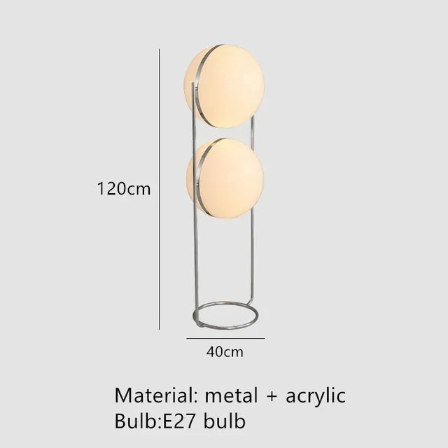 2026 Modern Creative Chrome Metal Floor Lamp White Acrylic Ball LED Standing Light for Living Room Hotel Room Sofa Art Decor
