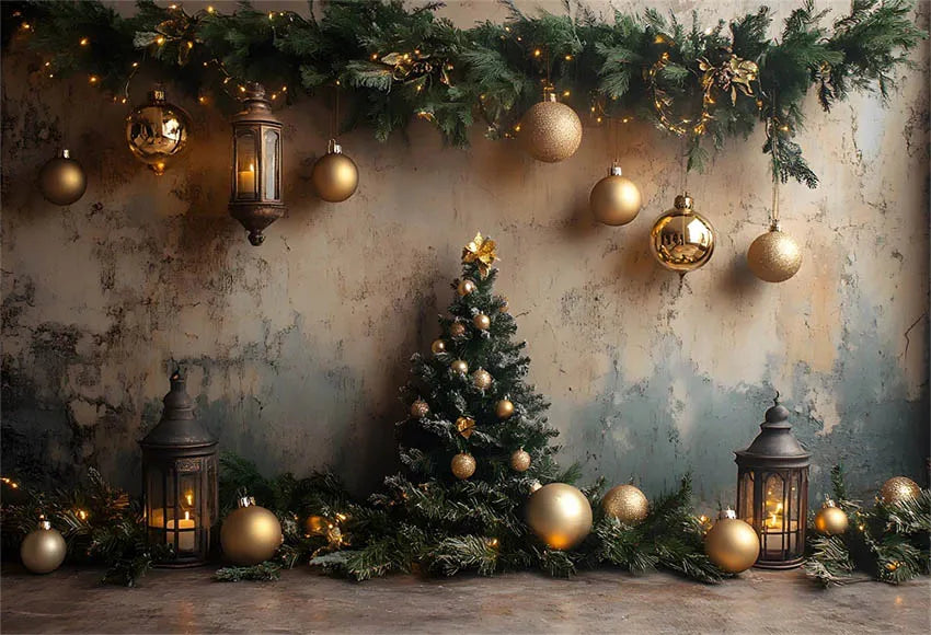 Mehofond Photography Backdrop Green Wall Christmas Trees For Kids Family Holiday Party Window Grunge Background Photo Studio