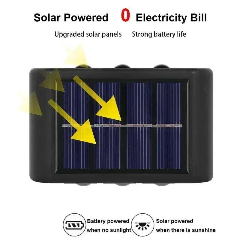 2/4/6 Led Solar Lights Outdoor Waterproof Atmosphere Up And Down Wall Lamp Solar Energy Lighting For Garden Yard Street Decor