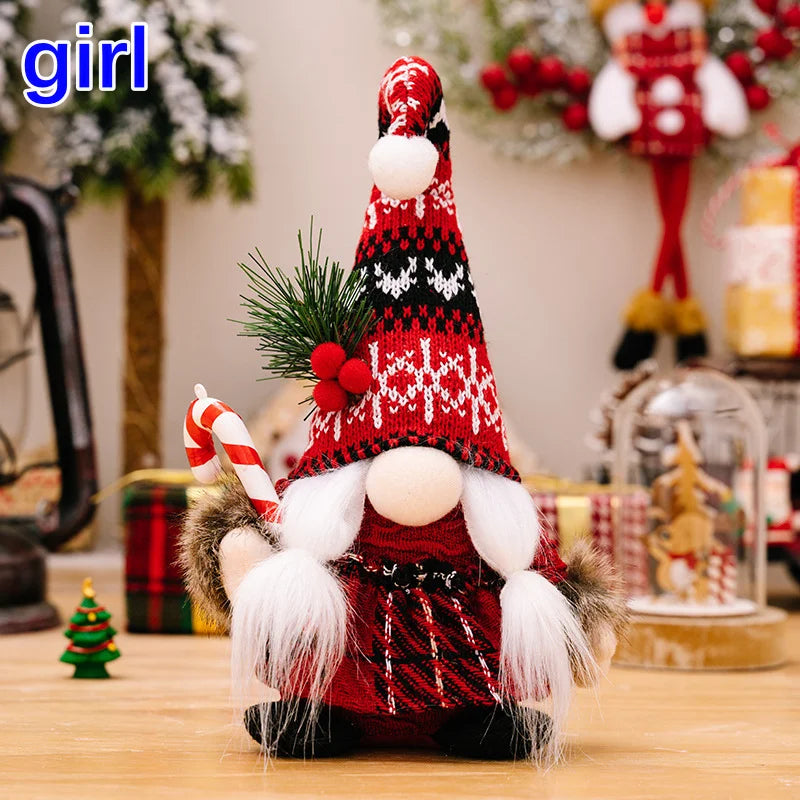 Christmas Plush Gnomes Dolls Red Knitted Suit Faceless Doll Nordic Xmas Elf Doll Ornaments Home Christmas Decorations Party Gift