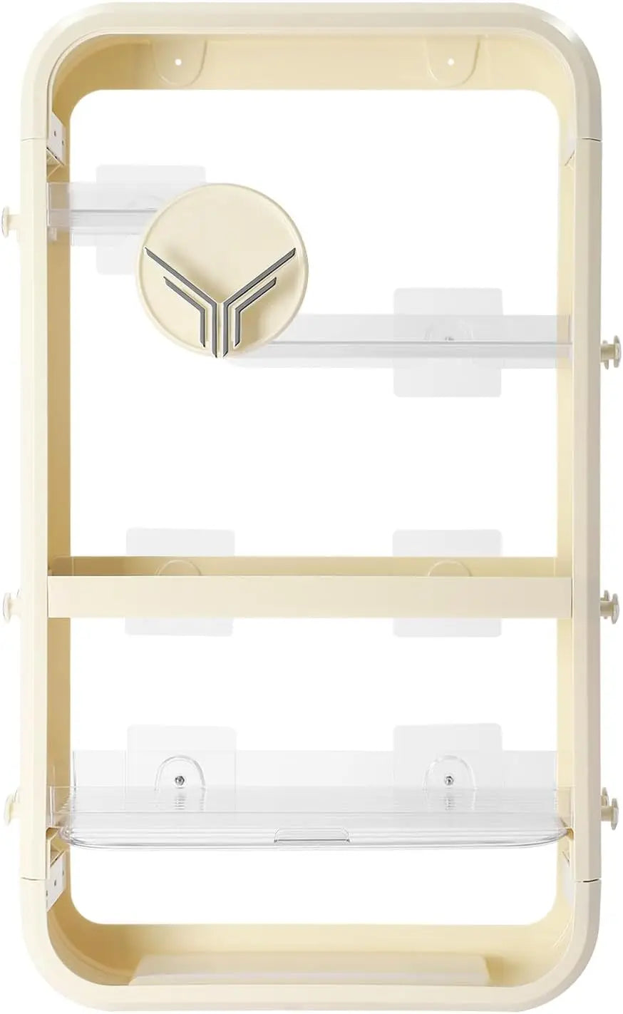 Four-Tier Wall Mount Makeup Organizer With Adhesive Shelf