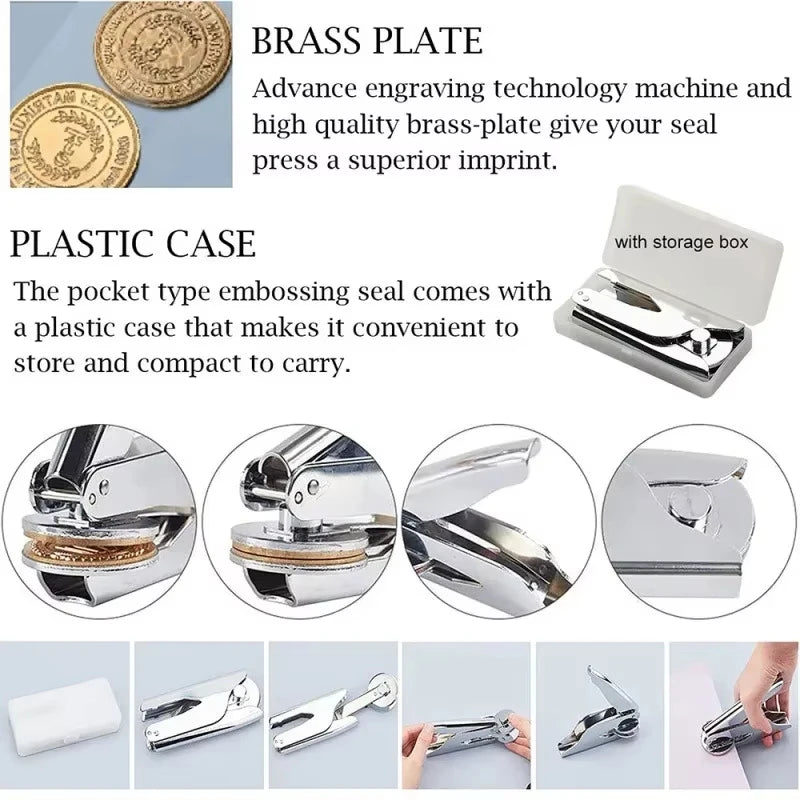 Logo Custom Seal Handheld Embosser Stamp for Diplomas and Awards