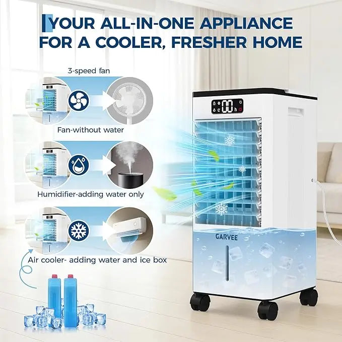 HiMISS Evaporative Air Cooler Fan Portable with Auto Swing