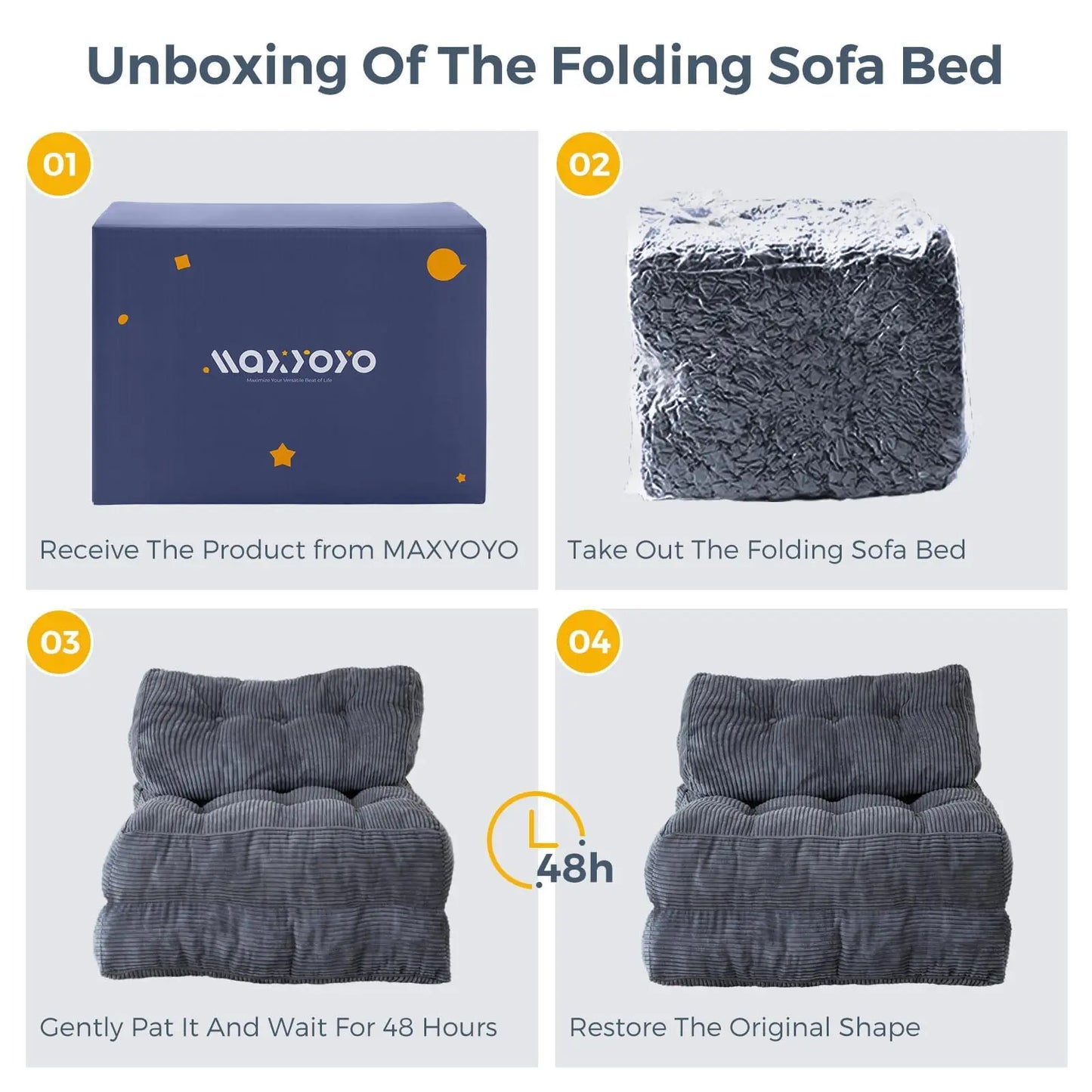 Folding Sofa Bed Sleeper Chair - Portable Fold Out Mattress for Living Room, Bedroom & Small Spaces