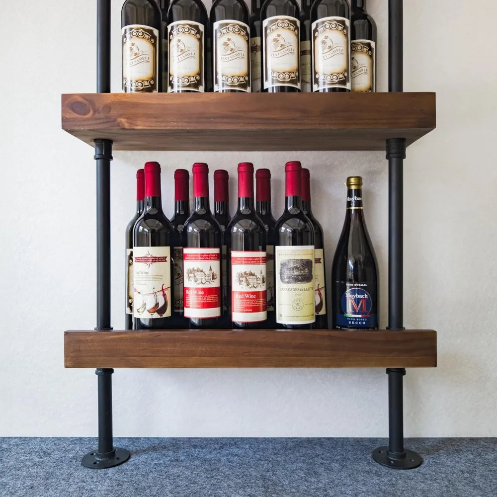 DAFIFY Five Tier Wall Mounted Wine Rack Industrial Pipe Shelf