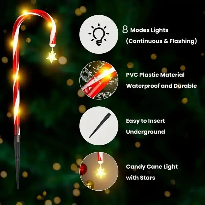 Solar Lawn Lights, Floor Mounted Lights, Christmas Decorations, Candy Cane Lights, Outdoor Garden One To Five Courtyard Lamp
