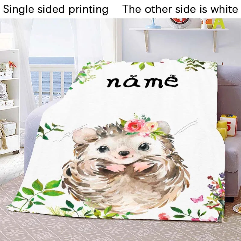 Custom Blanket Custom Name Blanket Baby Girl Boy Kids Cartoon Animal Cute Soft Flannel Throw Blankets Personalized Blanket Gifts