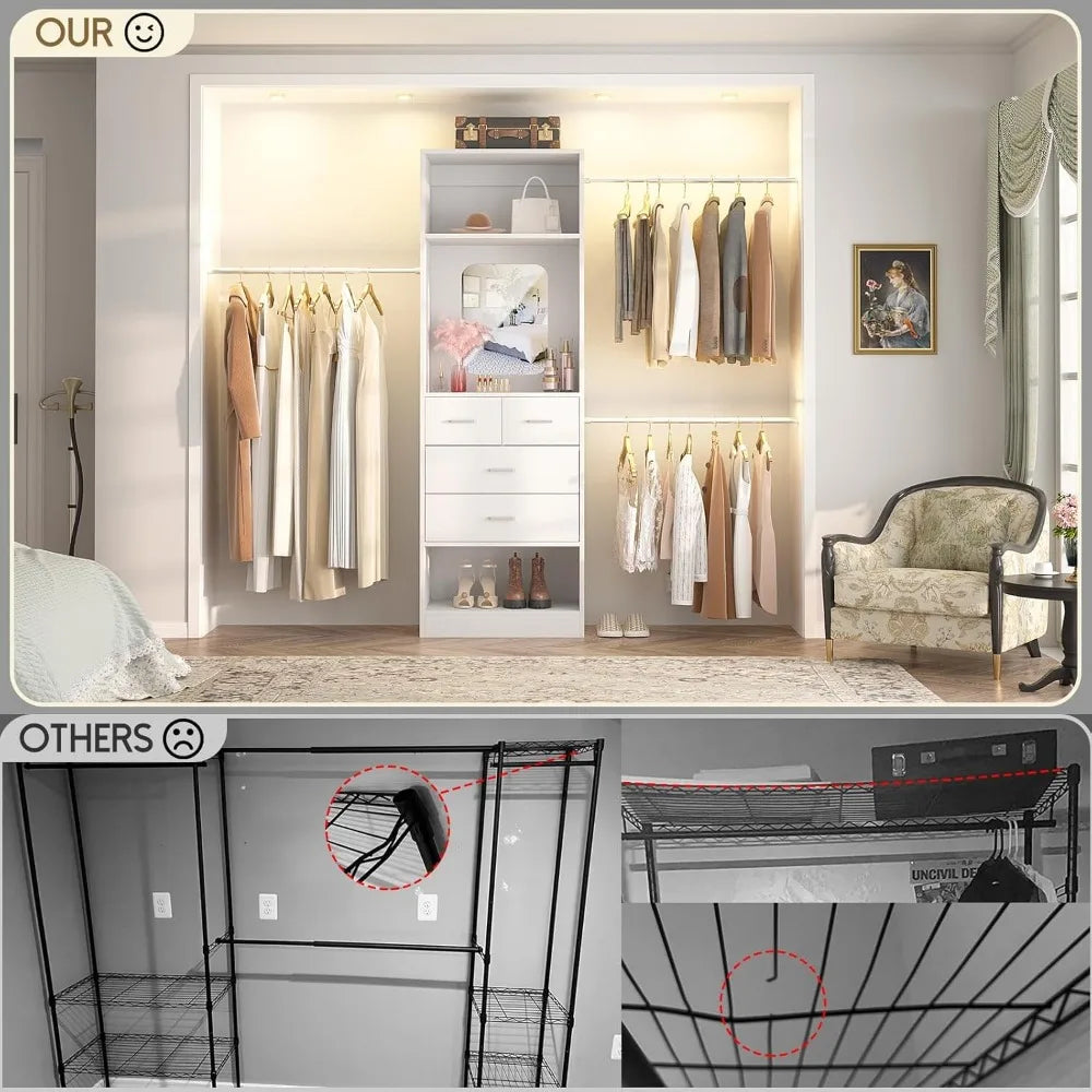 Walk In Closet Organizer Kit With Tower And Extendable Rods