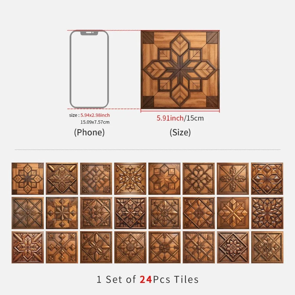 24 Piece Peel And Stick Tile Sticker Set For PVC Backsplash