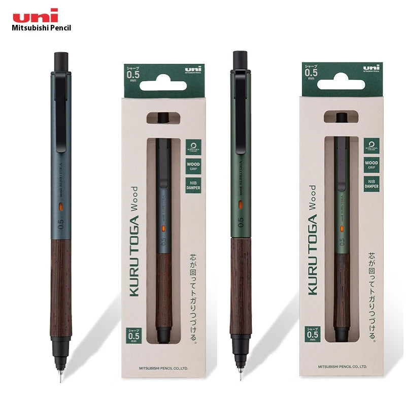 Luxury Japanese Stationery Uni Kuru Toga Mechanical Pencil M5-KW/KH with Wood Grip 0.5MM Automatic Pencil for Back To School