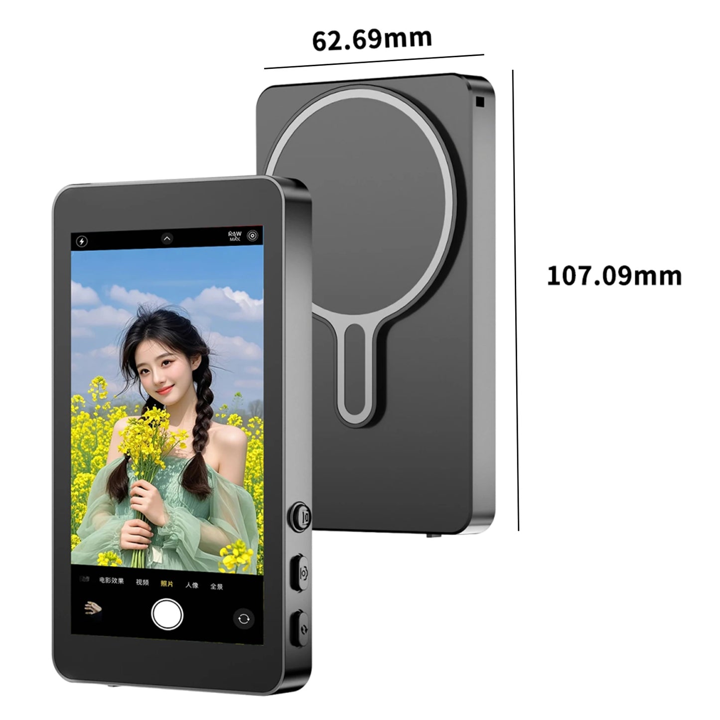 Smartphone Magnetic Monitor Screen Projector Phone Rear Camera Vlog Selfie for Live Stream Video Recording for Android iPhone