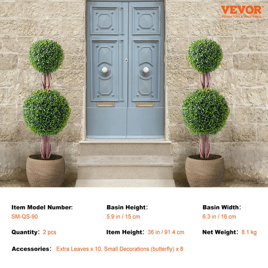 SucceBuy Artificial Boxwood Topiary Tree For Home Decor