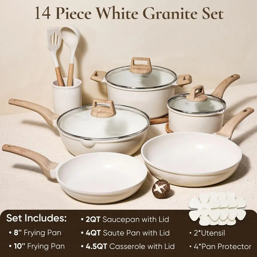 XMSJ 14 Piece Nonstick Pots And Pans Cookware Set