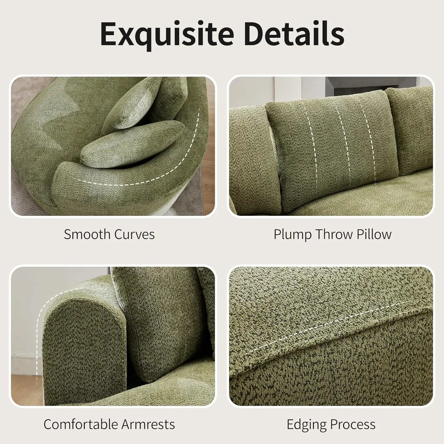 124" Oversized Boneless Couches for Living Room, Sectional Curved Sofa with 7 Pillows, L-Shape Boneless Couch with, Customized