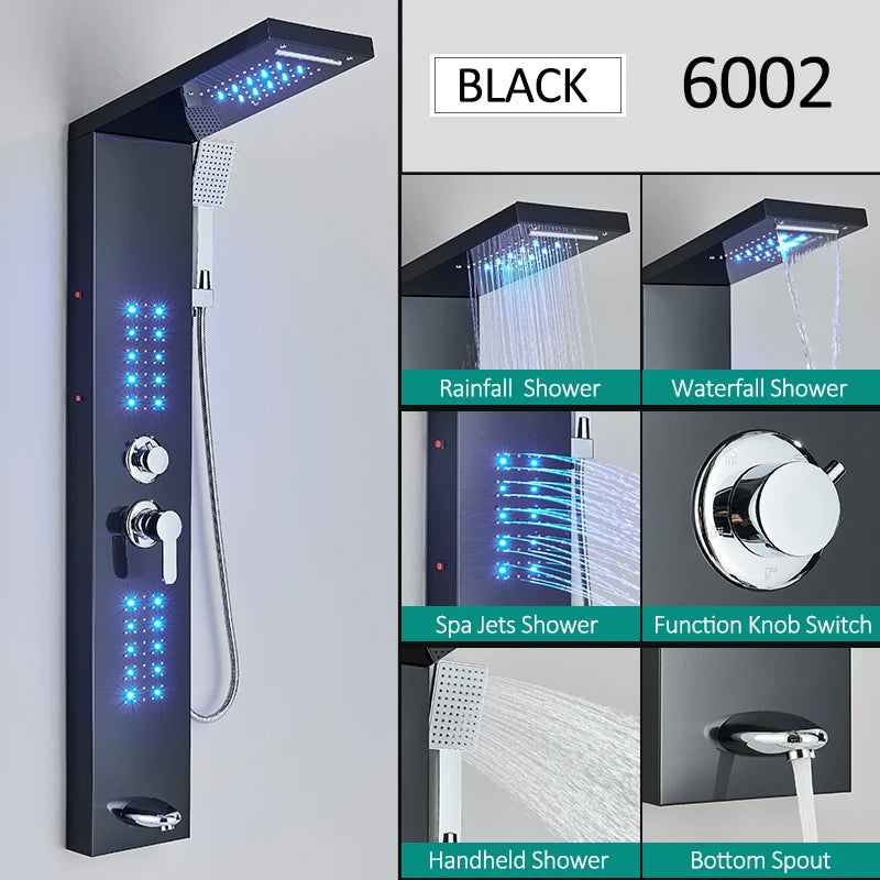 Quyanre LED Shower Panel Tower System With Triple Massage